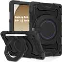 ROISKIN Case for Galaxy Tab A9 Plus 5G/ A9+ 11 Inch with HD Screen Protector & Shoulder Strap,Heavy Duty Military Case for Samsung Galaxy A9 Plus SM-X210/X216/X218 - Rotating Stand for Kids (Black)