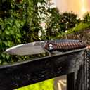 folding pocket knife for men4in d2 tool steel blade,liner lock layers g10 handle,outdoor survival edc tool camping hunting knives with clip (brown)