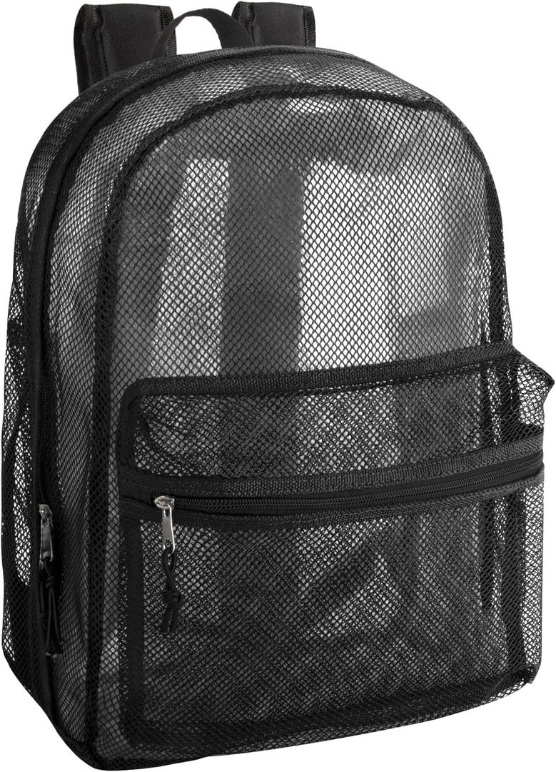 Transparent Mesh Backpacks for School Kids, Beach, Travel - Mesh See Through Backpack with Padded Straps Large