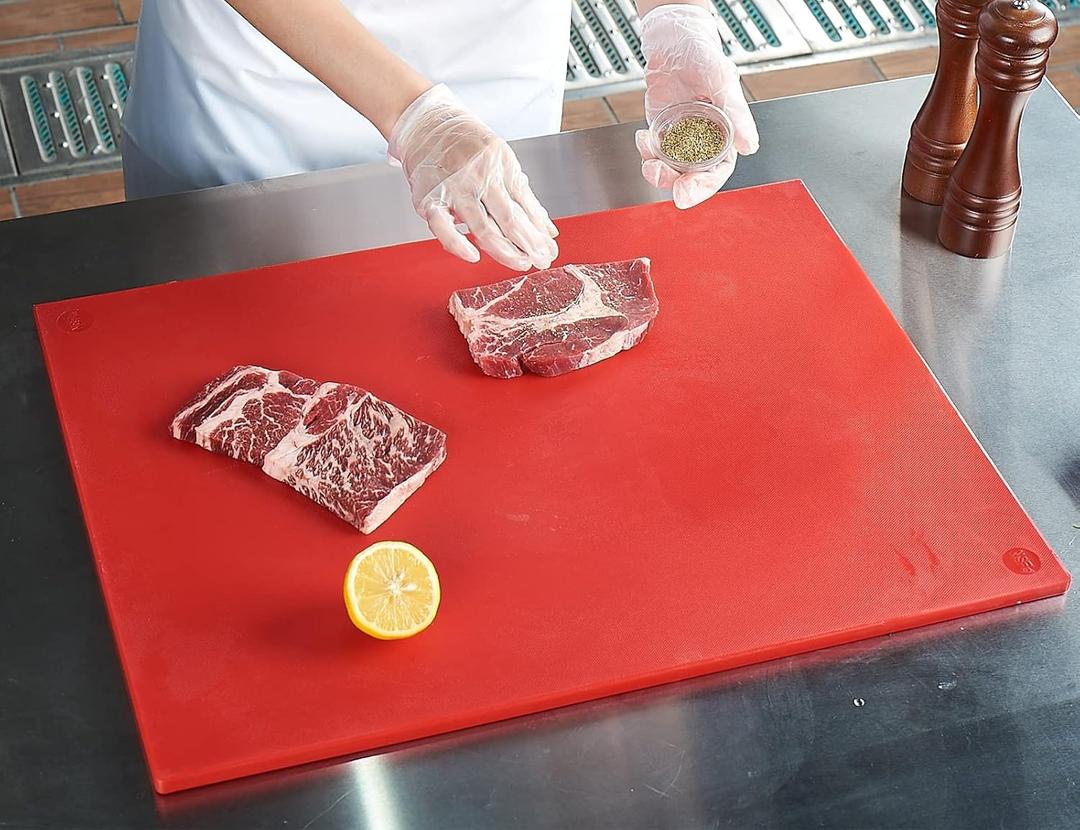 CURTA Cutting Boards for Kitchen, 24" x 18" x 0.5" Red Color Coded Plastic Chopping Board with Anti Slip Surface Dishwasher Safe