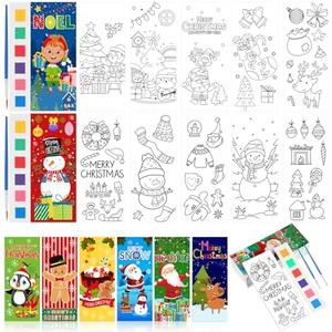 TaoBary 32 Set Christmas Watercolor Coloring Books with Brush & Paint Arts & Crafts Watercolor Painting Sets for Paint with Water Coloring Books Birthday Gifts Game Prizes