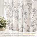 Floral Linen Curtains - 100 Inch Length for Living Room & Bedroom, Botanical Patterned, Burlap Textured, Rustic Farmhouse, Shabby Chic, Extra Long Drapes