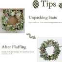 Easter Wreaths for Front Door, 20 inch Easter Door Wreath Decorations with Eggs Lambs Ear Leaves, Artificial Spring Wreath with Hydrangeas Flowers for Home Wall Window Farmhouse Decor