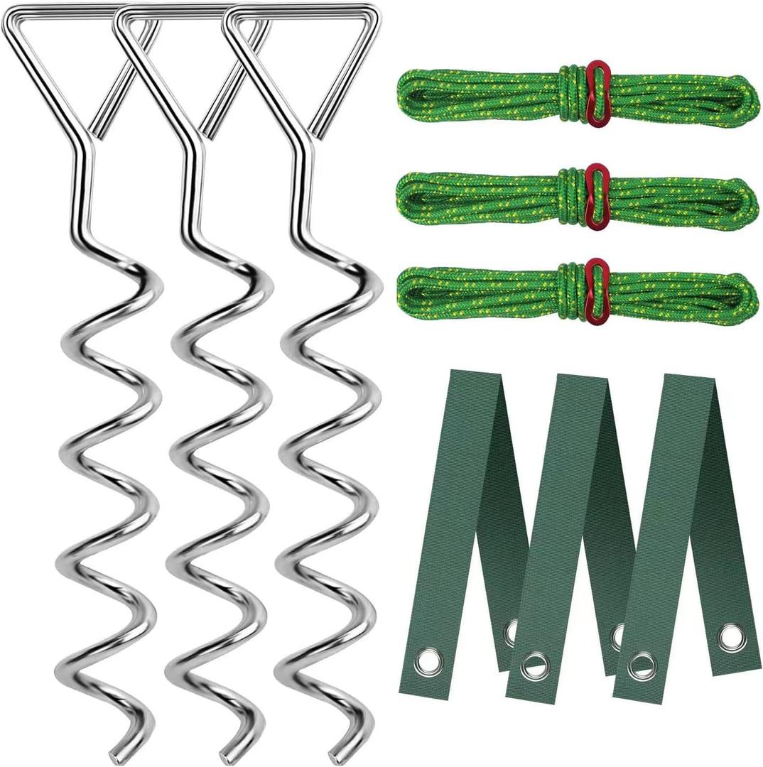 Tree Stake Kit, Heavy Duty Spiral Tree Stakes for Leaning Trees, Straightening Solution for Young Trees in Bad Weather
