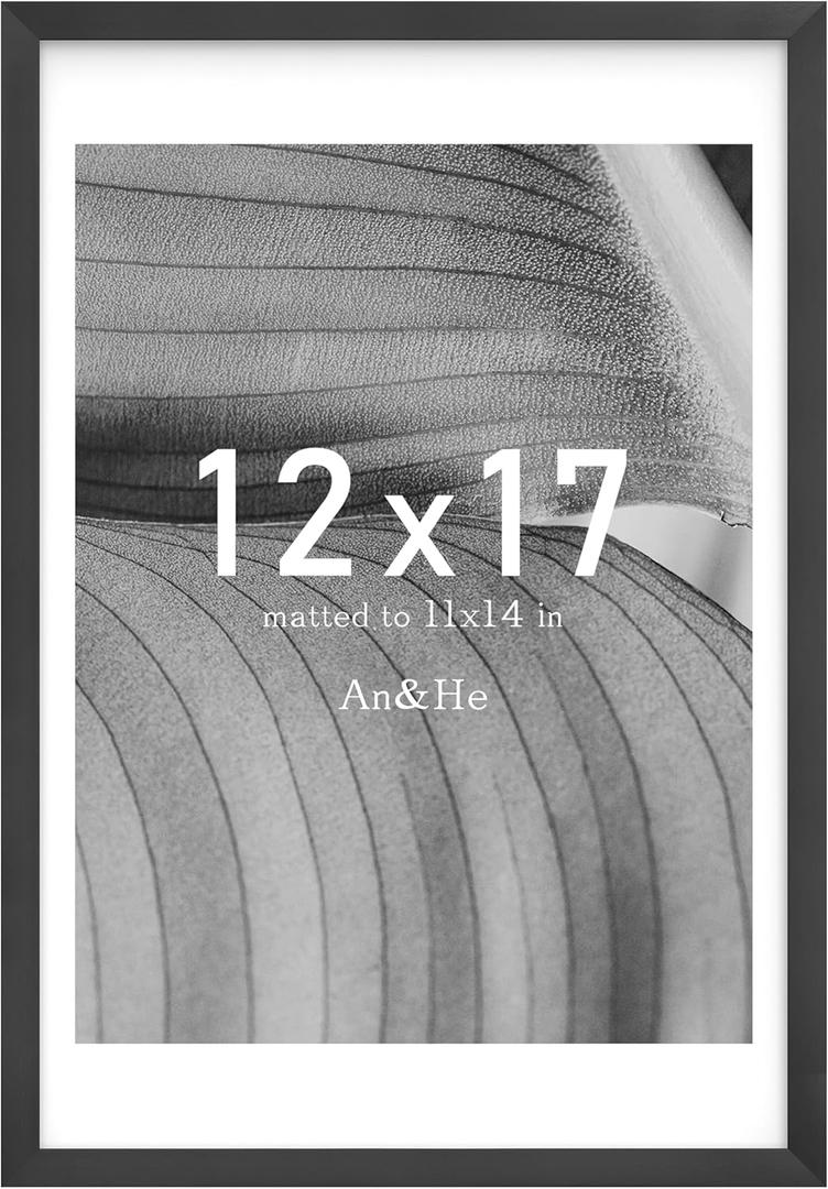 An&He 12x17 Picture Frame, Black Photo Frame for Tabletop and Wall Display, Minimalist Design, Set of 1