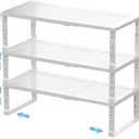 Zilvando Expandable Spice Rack & Kitchen Cabinet Organizer  Stackable, Adjustable Shelves for Cabinets, Countertops, Cupboards & Pantries(3 Packs/Large/White)