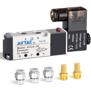 Pneumatic Solenoid Valve 1/4" NPT AirTAC 4V210-08 DC12V Single Coil Pilot-Operated Electric 2 Position 5 Way Connection Type Junction Box