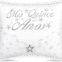 Beeveer Quinceañera Pillow 13 x 16 Inches White 15th Birthday Lace Pillows with Pillowcase Quinceanera Gift Decoration for Girls Chairs Sofas Ceremony Souvenir