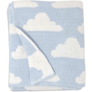 Living Textiles Blue Clouds Chenille Soft Baby Blanket Reversible Premium Cozy Fabric for Best Comfort - for Infant,Toddler,Newborn,Nursery,Boy,Unisex,Throw,Crib,Stroller,Gift, Blue Clouds 40x30