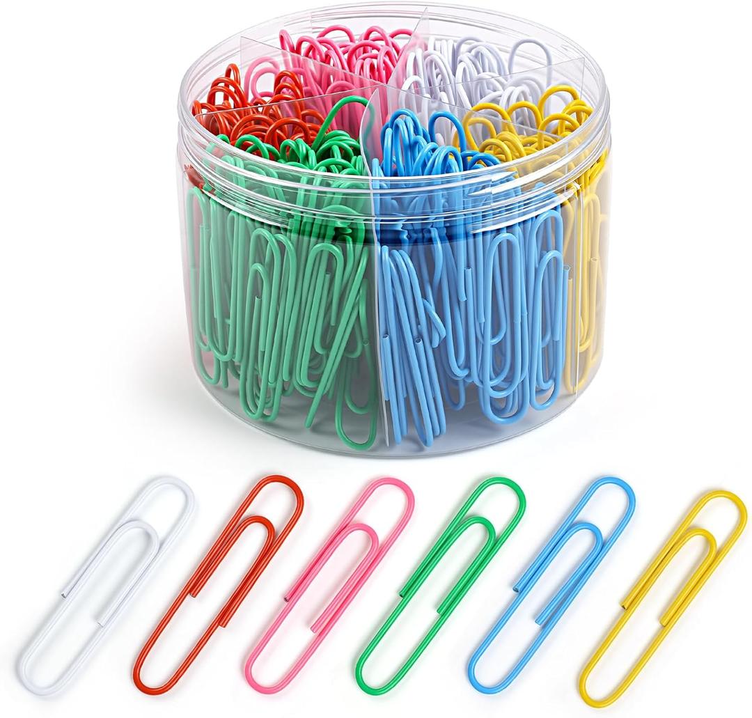 2 x 320 Pcs Large Paper Clips, 2 Inch Jumbo Paper Clips, Colorful Coated Paperclips, Heavy Metal Paperclips Office for Teacher Supplies School Supplies