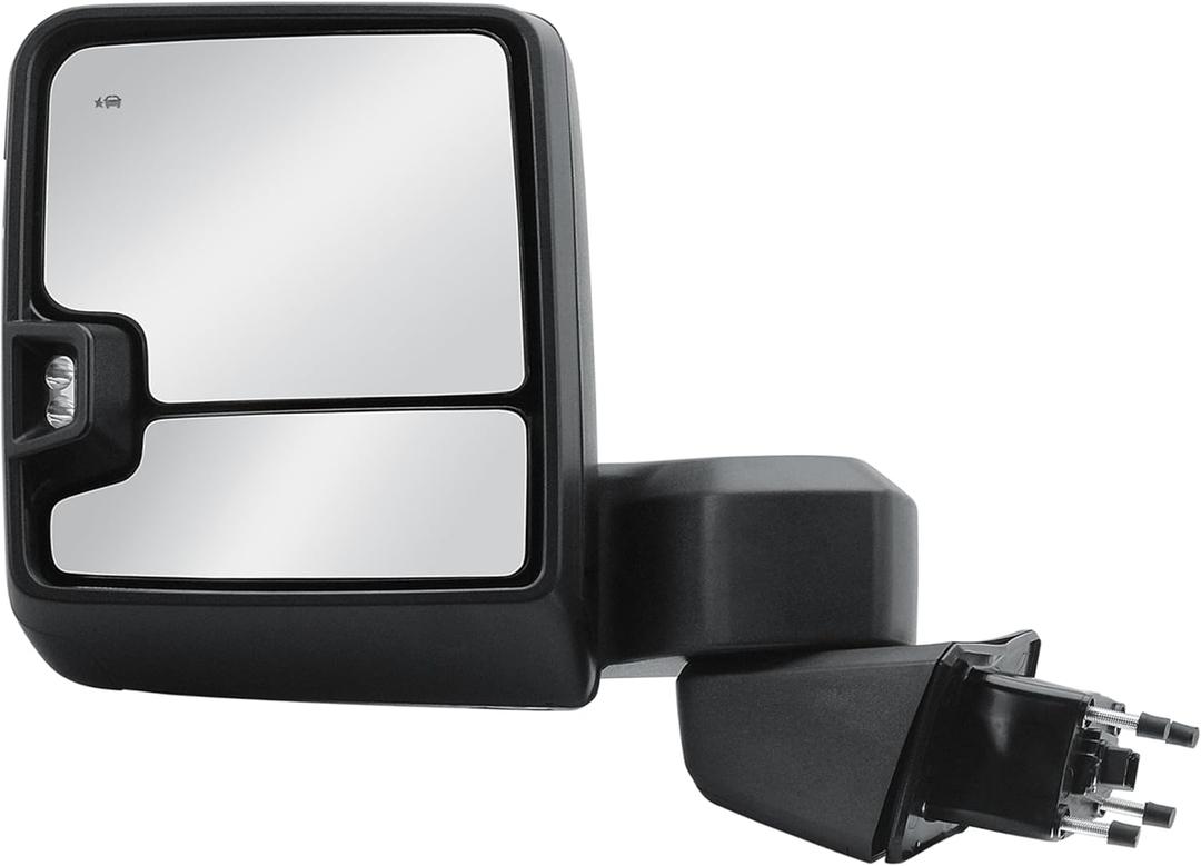 Driver Left Side Door Towing Mirror Power Heated with BLIS(Blind Spot Light) Glass Puddle and Signal Light Textured Black Cover Manual Folding and Telescope for 19-25 Chevrolet Silverado 1500