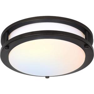 hykolity 13 inch Flush Mount LED Ceiling Light Fixture, 2700K/3000K/3500K/4000K/5000K Adjustable Ceiling Lights, Oil Rubbed Bronze Saturn Dimmable Lighting for Hallway Bathroom or Kitchen, ETL Listed