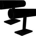 Comelyjewel Set of 2 Black Velvet bracelet holder 1 Row jewelry stand for Vendors Elegant Scrunchies Stand Jewelry Display Organizer for Professional Showcases
