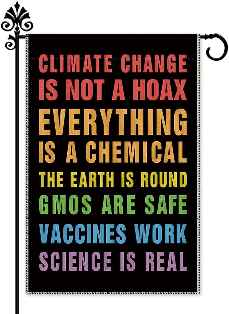 2 x Hafhue Science is Real Welcome Garden Flag, 12 x 18 Inch Double Sided Fall Holiday Yard Outdoor Farmhouse Decoration Flag, Everything Is A Chemical The Earth Is Round Rainbow Garden Flag