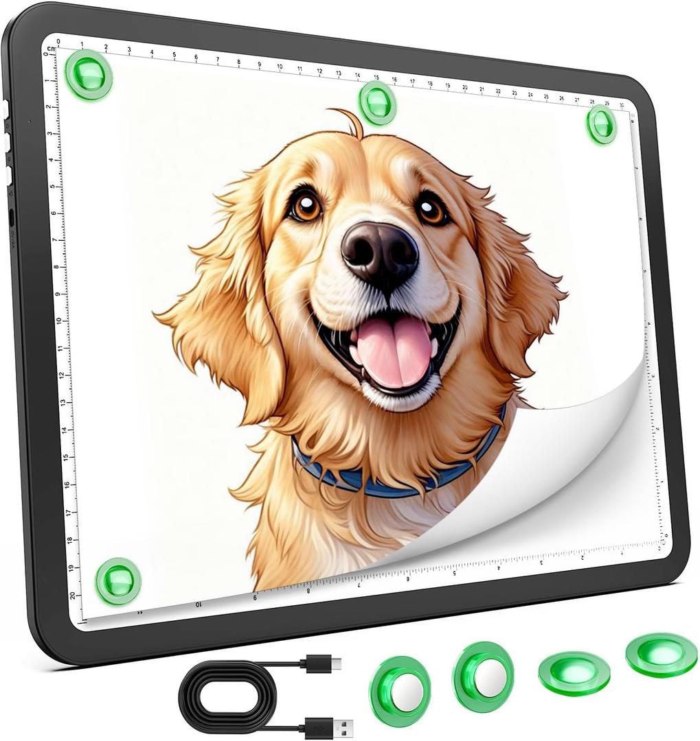 Zocelight Rechargeable A4 Light Board for Diamond Painting,Magnetic Bright Light Box for Tracing,Wireless LED Light pad with Physical Buttons,3 Colors,Dimmable 9000LUX Lightbox for Drawing,Sketching (Black)