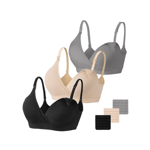 Vinfact 3 Pack Nursing Bras for Breastfeeding Seamless V Neck Maternity Bra Women Pregnancy Breastfeeding Bra M