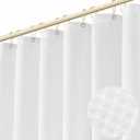 Boho Shower Curtain Set, Waterproof Fabric Shower Curtains, Luxury Hotel Style, Waffle Texture, Heavy Duty, Extra Long Bath Curtain, No Hook, Bathroom Decor, 72x72 Inch, White