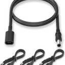 JLY Type C USB-C Female Input to DC 5.5x2.1mm Power PD Charge Cable for Routers and Audio Gear, 100cm, Black (3 Pack)