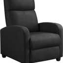Yaheetech Fabric Recliner Chair Sofa Ergonomic Adjustable Single Sofa with Thicker Seat Cushion Modern Home Theater Seating for Living Room Matte Black, 33.5"D x 26.5"W x 39.2"H