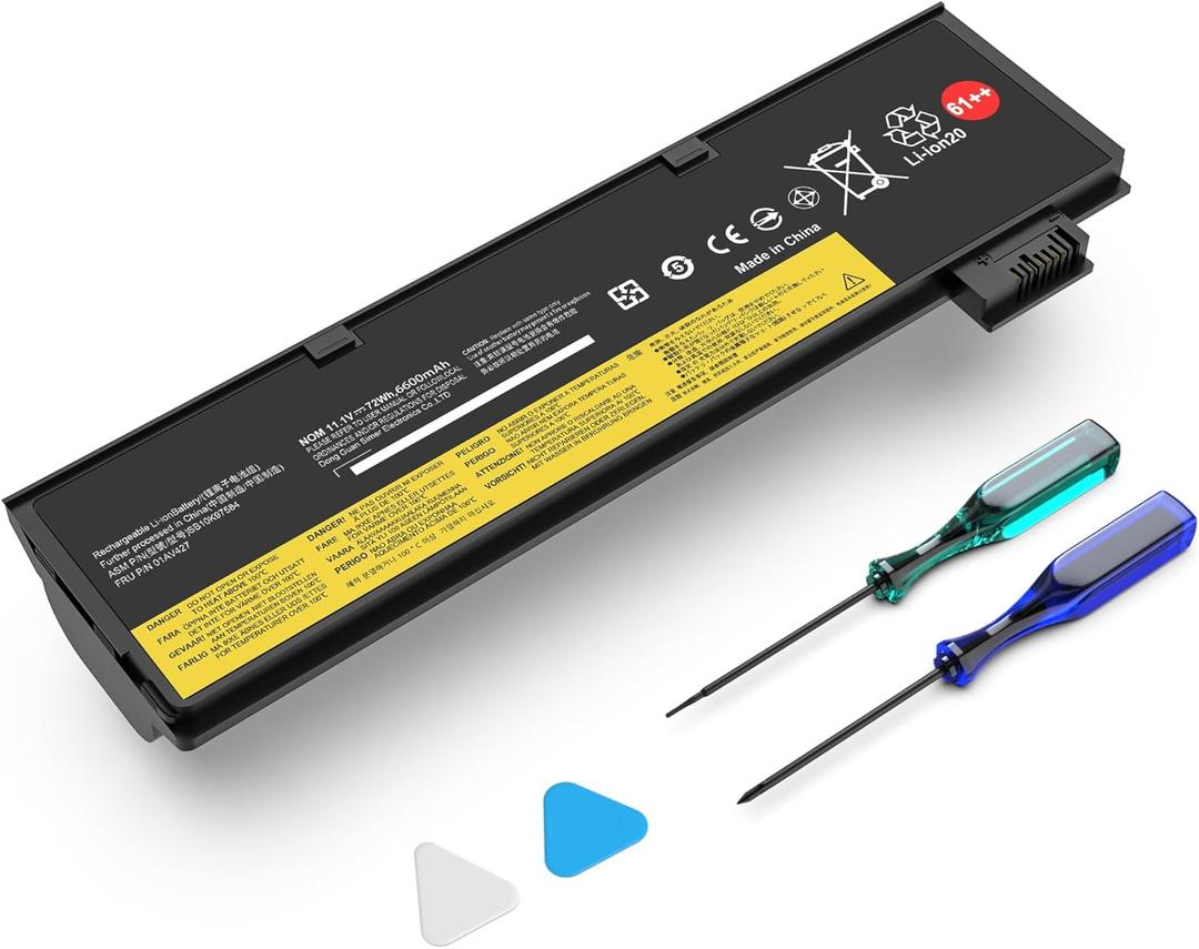 72Wh 61++ 01AV427 01AV425 Laptop Battery Compatible with Lenovo ThinkPad T470 T480 P51S P52S TP25 T570 T580 A485 A475 Series SB10K97584 SB10K97585 4X50M08812 01AV423 01AV428 01AV492 6-Cell