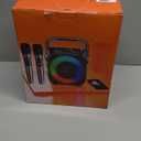 Karaoke Machine, Portable Bluetooth Speaker with 2 Wireless Microphones for Adults & Kids with Lights, Karaoke Microphone with PA System Supports USB/TF/FM/AUX for Home Party Home System Packages (Black)