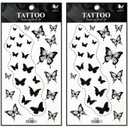 2 x Tattoos 2 Sheets Temporary Tattoo 3D Black Butterfly Dashed lines for Women Men Lower Back Shoulder Neck Arm Tattoo Sticker Party Fashion