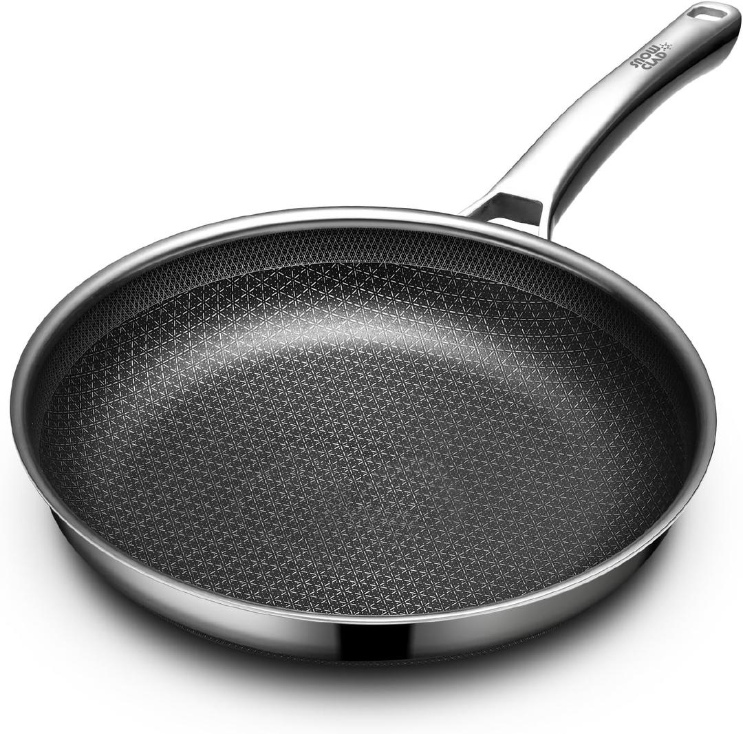 OATOFP Non Stick Frying Pans 12 inch, Hybrid Frying Skillets Nonstick,non stick Stainless Steel Braiser Pans, Dishwasher and Oven-Safe Chef Pan, Induction Compatible Cooking Pan, PFOA Free