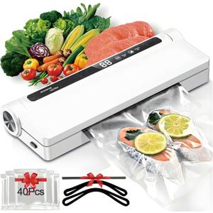 Vacuum Sealer for homeuse Automatic small vacuum sealer with 210mm extended seal with 40 Vacuum Bags+3 Sealing Strips Food Saver Vacuum Sealer Machine ABS Material for homeuse