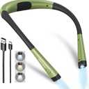 Glocusent Book Light, 3-Color & 6-Brightness Reading Light, Bendable Neck Light, 80-hr Lasting Rechargeable Book Light, Perfect Reading Lights for Books in Bed, Knitting, Repairing, Book Lovers Gifts (Standard-Medium, Green)