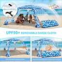 Beach Cabana with 6-Corner, 8'8' UPF50+ Beach Canopy, Adjustable Height Beach Tent Sun Shelter, Cool Cabana Beach Tent with Removable Side Wall, Beach Shade for Beach, Garden, Camping (Leaf Print)
