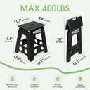ACKO Folding Step Stool Foldable 16 Inch Stools for Adults and Kids, Plastic Stools Tall 400 lbs Capacity, Collapsible Stool for Kitchen Stepping Foot Stool with Handle, Dot Black,1 PC