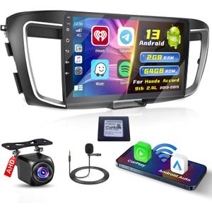 [2+64GB] Hikity Android Car Stereo for Honda Accord 9th (Auto A/C) 2013-2015 with Wireless Carplay Android Auto, 10.1" HD Touchscreen Car Radio with BT GPS WiFi SWC FM RDS DSP