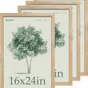 16x24 Poster Frame Set - 4 Pack, Natural Solid Wood Picture Frame, Elegant Wood Grain, Wall Gallery Photo Frame