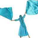 Wuchieal 51'' * 45'' rectangle Worship Flags, silk like Prophetic Worship Banner Praise Flags with Scalable Rods 1 pairs (Light blue)