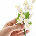 Cherry Blossom Sugar Flower Spray  Gumpaste Flowers for Cakes  Handmade Cake Decorations  Sakura Floral Topper  Sugar Flowers for Wedding & Birthday Cakes - White, 3 Count by Global Sugar Art