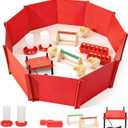 Chick Brooder Box for Chicks Baby Chick Starter Kit Brooding Playpen with Chick Heating Plate Perch Feeder Waterer for Duck and Quail Chicken Supplies