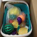 Cutting Play Food Toys, 200 Pieces Pretend Play Kitchen Accessories, Fake Fruits/Vegetables Cards, Play Money, 2 Shopping Storage Baskets, Birthday Gift, Educational Toy for Toddler Children, 200 Pcs