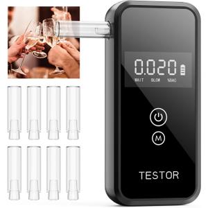 Breathalyzers, Professional-Grade Portable Breathalyzers for Alcohol High-Accuracy Alcohol Breathalyzer Tester for Personal and Home Party Use with 8 Reusable Mouthpieces
