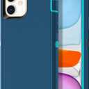 iPhone 13 Case Shockproof Dust/Drop Proof 3-Layer Full Body Protection [Without Screen Protector] Rugged Heavy Duty Cover Case, Turquoise Case for iPhone 13, with Glass