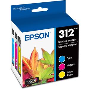 EPSON 312 Claria Photo HD Ink Standard Capacity Cyan/Magenta/Yellow (T312923-S) Works with Expression XP-8500, 8600, 8700, 15000,