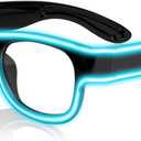 Ainiv Wireless Light Up Glasses 3 Modes LED Luminous Glasses Glow in the Dark for Parties, DJ, EDM, Halloween, Christmas (Free Size, Wireless - Ice Blue)