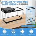 GOZILLA Turtle Tank Kit(Tank+Lamp+Filter), Upgrade PC Turtle Tank Starter Kit with Adjustable Lamp & Filter, Reptile Hideout Habitat with Lid for Small Reptiles.(15.75 × 7.9 × 9''/Black Kit)