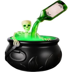 KYWYOYOU 2025 Halloween Decorations Indoor  Floating Potion Bottles with LED Mist Maker, Black Skull Pot Diffuser for Spooky Indoor Party Table & Home Decor