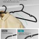 ABHENG 50 Pack Clothes Hangers, Non Slip Plastic Coat Hangers, Space Saving Hangers, Heavy Duty, Hanging Dry Wet Clothes,16.4" x 8.3", Black, UAPY0550B
