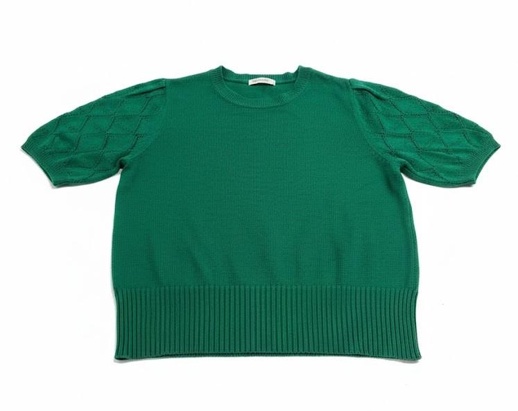 Women's Puff Short Sleeve Sweater Tops 2025 Summer Fall Trendy Knit Crew Neck Casual T Shirts Blouses L