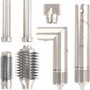 5 in 1 Blow Dryer Brush & Hot Air Styler110,000 RPM High-Speed Hair Dryer with Auto Wrap Curlers & Ionic Technology, Hot Air Brush Wrap Fast Drying, Curling/Volumizing/Straightening - Gold