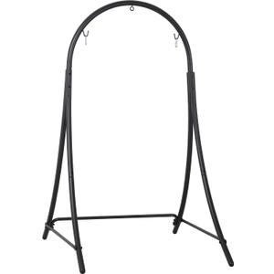 ANOW Adjustable Hammock Chair Swing Stand Only, Heavy Duty Hanging Chair Stand with Safety Hooks for Indoors Outdoors, Max 400 Lbs, Plus Size Version, Black