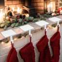 Joyyy Christmas Stocking Holders for Mantle Set of 4 Heavy-Duty Cast Iron Xmas Stocking Hangers Hooks for Mantel with Protective Pad for Fireplace Home Shelf (White)