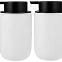 Foaming Soap Dispenser Thick Ceramic Foam Hand Soap Dispenser for Bathroom or Kitchen Sink, Liquid Pump Bottles for Hand soap, Body Wash, 2 Pack White