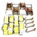GRIPON (Pack of 4) 2" x8' Lasso Strap with 2" Ratchet and J Finger Hook Tie Dow